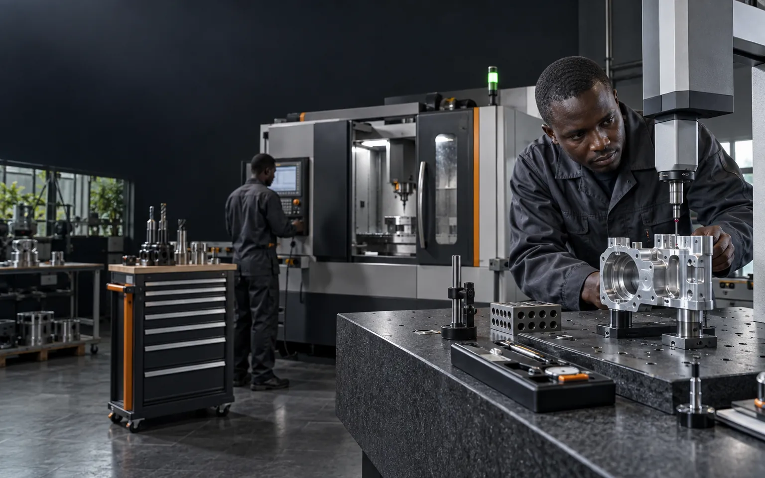 Concept illustration of a precision manufacturing workshop