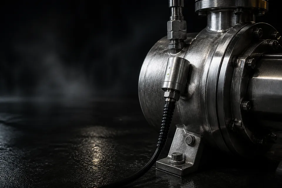Industrial rotating equipment with a condition monitoring node.