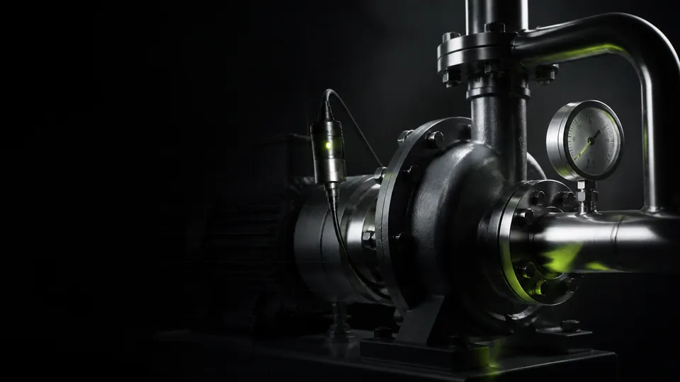 Conceptual industrial transfer pump with instrumentation. Component descriptions and the operating sequence remain available below.
